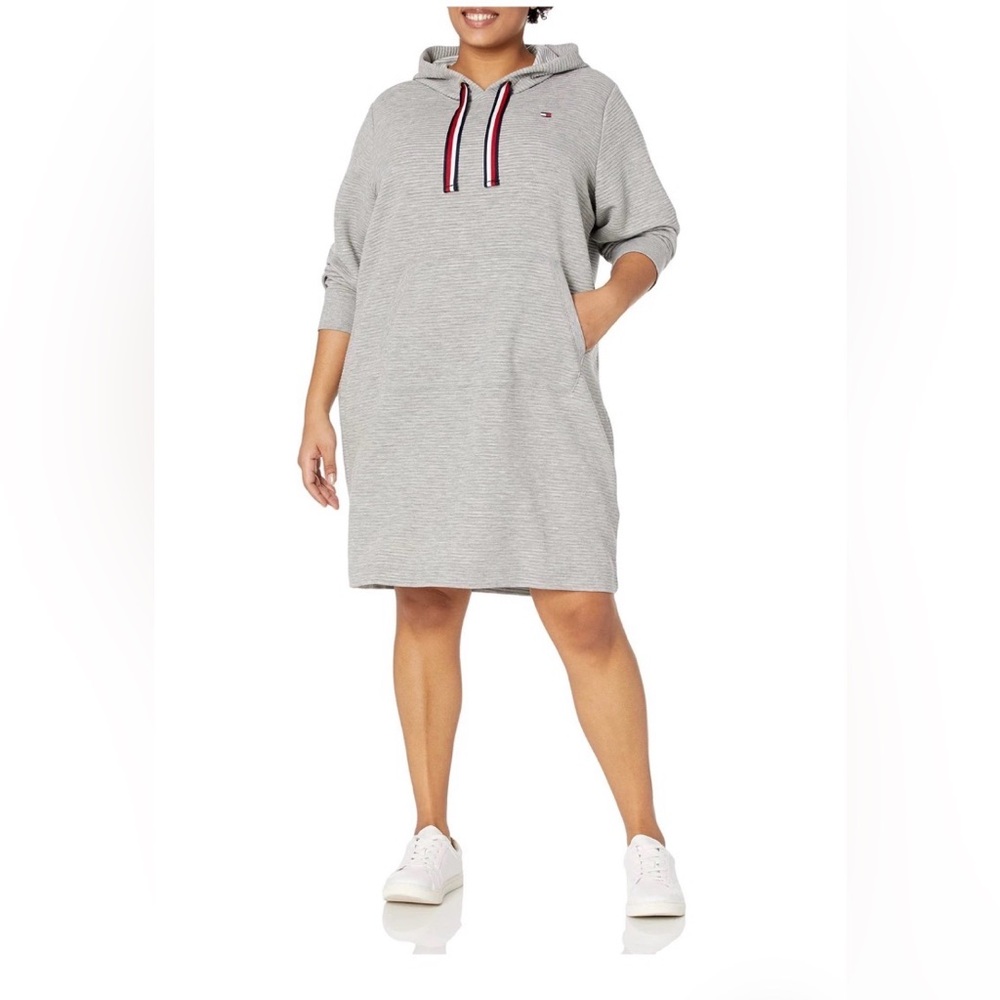 Tommy Hilfiger Women’s Hoodie Dress W Logo Ribbon Size Large NWOT Loungewear